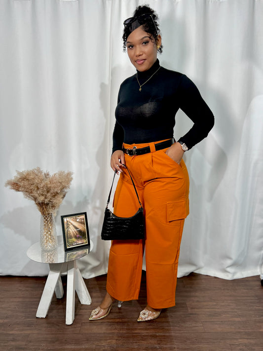 HIGH WAISTED WIDE LEG CARGO PANT