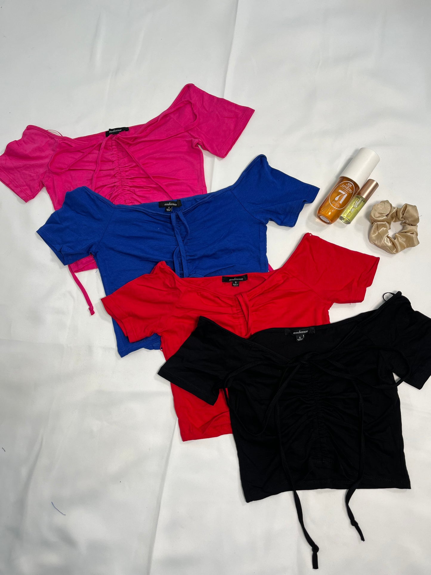 PULLSTRING SHORT SHORT SLV CROPTOP