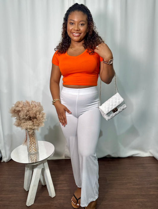 RIBBED WIDE-LEGGED PANTS