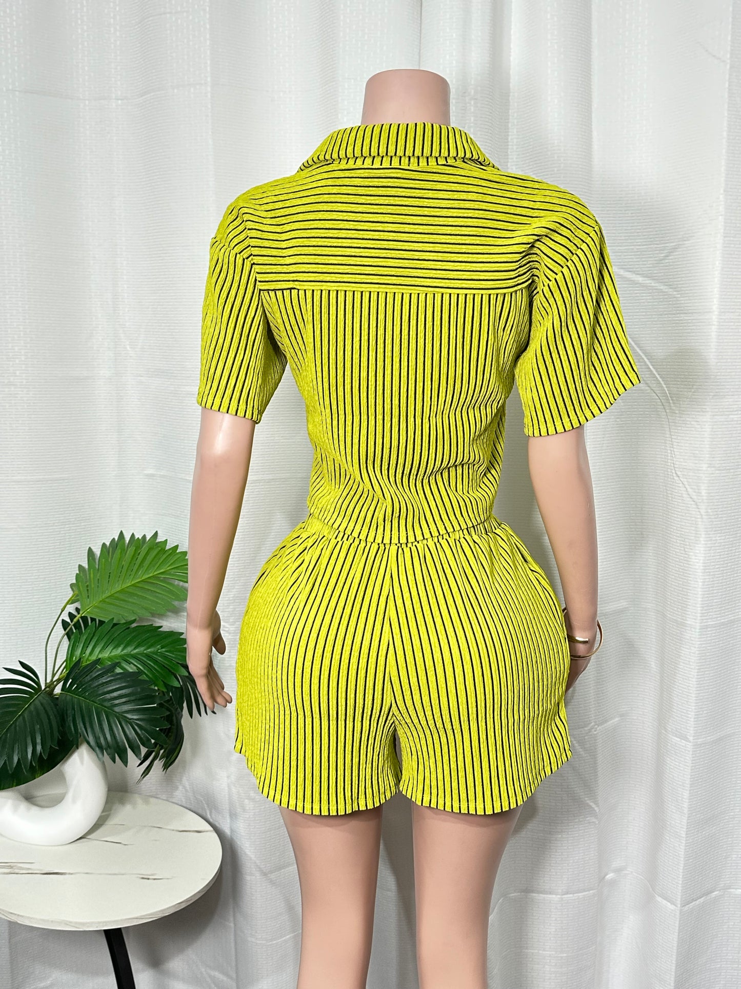 TEXTURED, STRIPED 2-PC SHORTS SET
