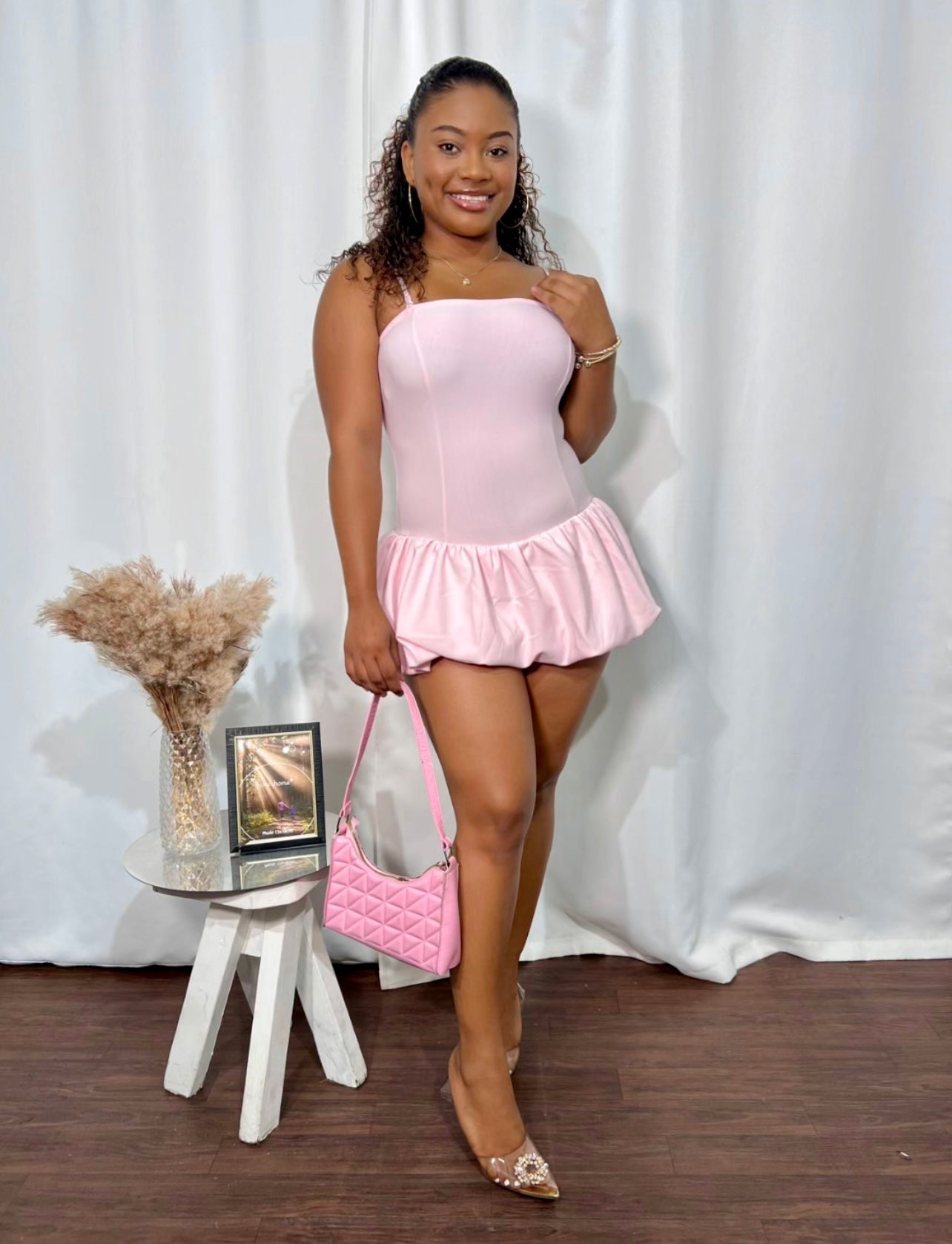 BALLOON SKIRT MINI CAMI DRESS