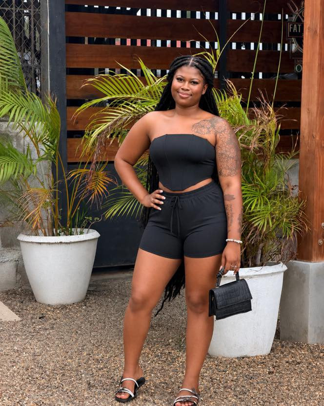 BONED CORSET-STYLE TUBE TOP / SHORTS SET