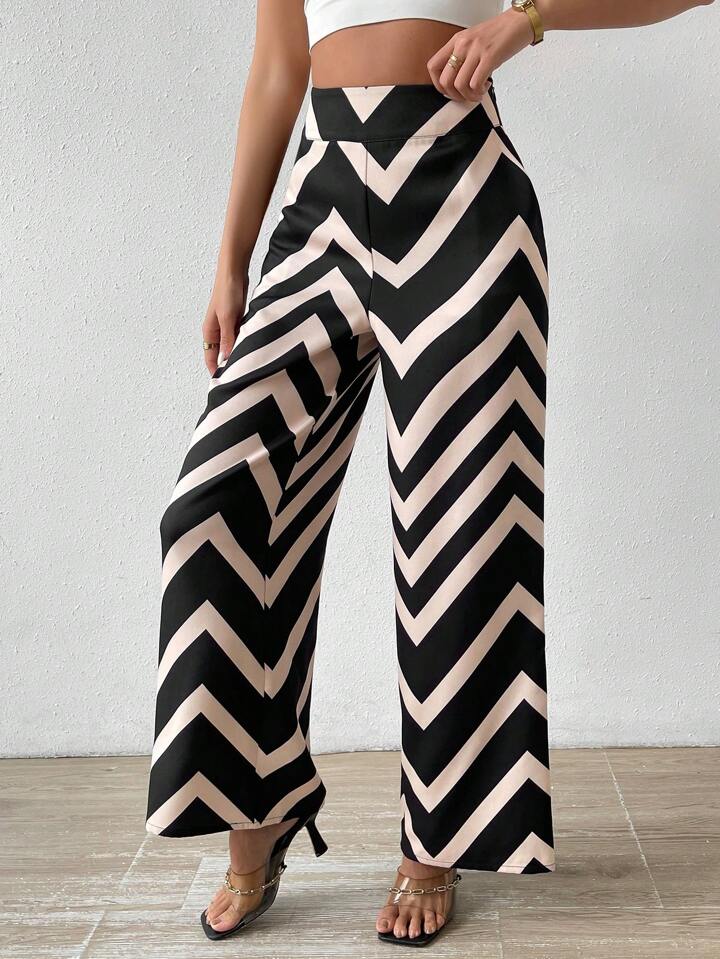 CALVAYA CHEVRON PRINT WIDE LEG  PANTS