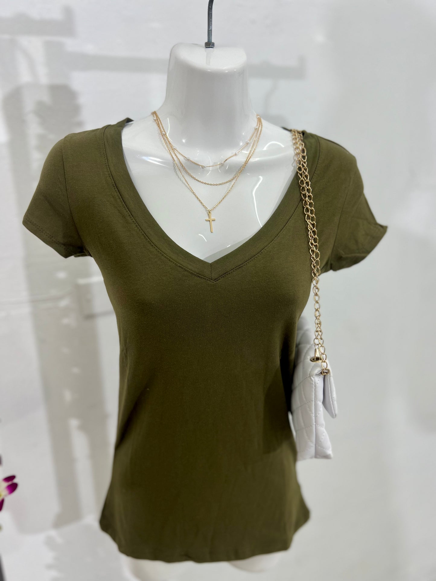 SHORT-SLEEVE V-NECK TOP