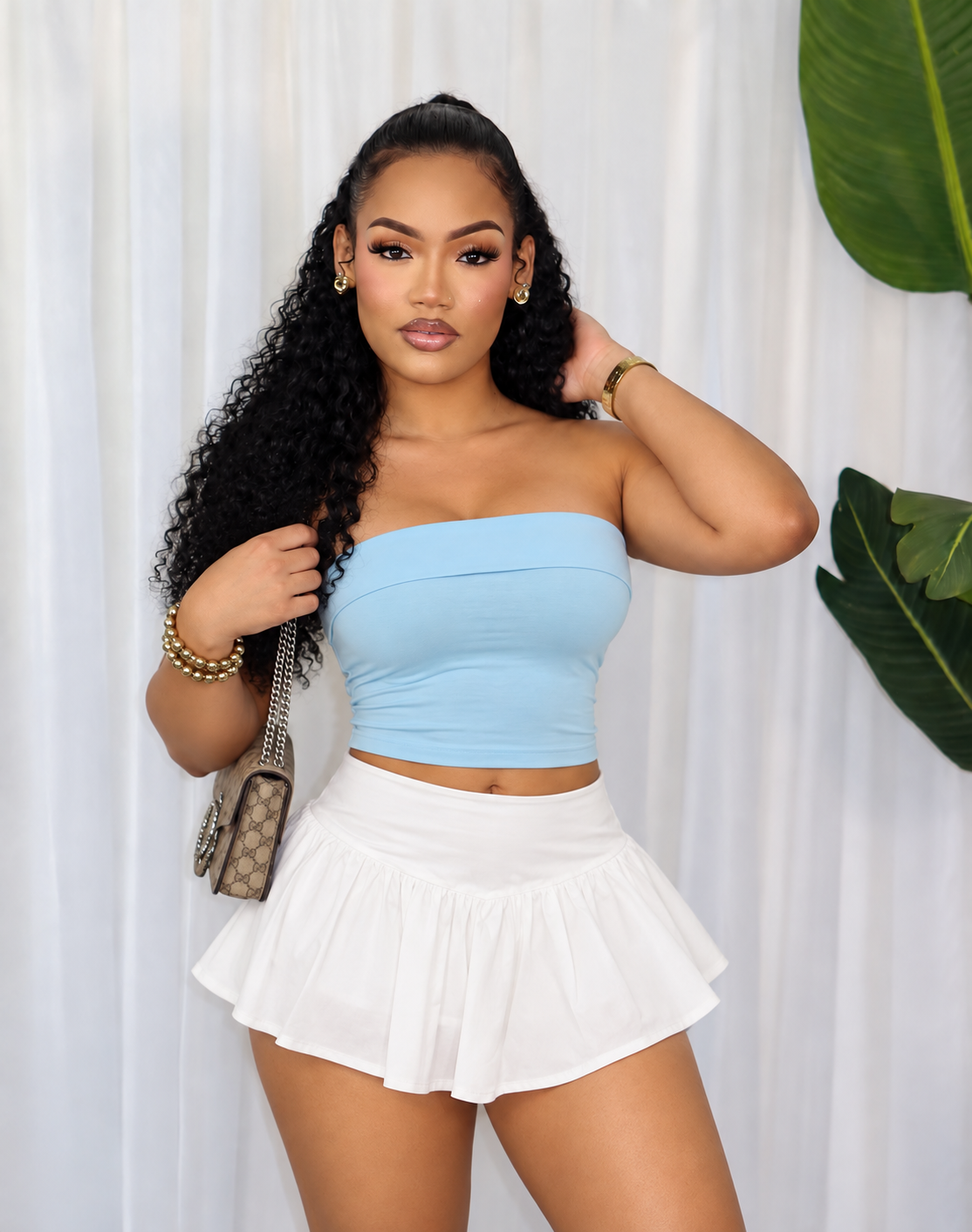 POPLIN PLEATED MINI SKIRT