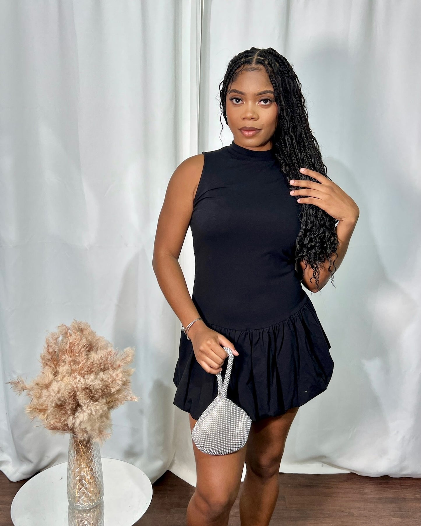 MOCKNECK SLEEVELESS BALLERINA DRESS