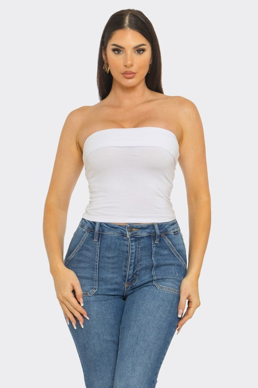 COTTON TUBE FOLD OVER CROP TOP