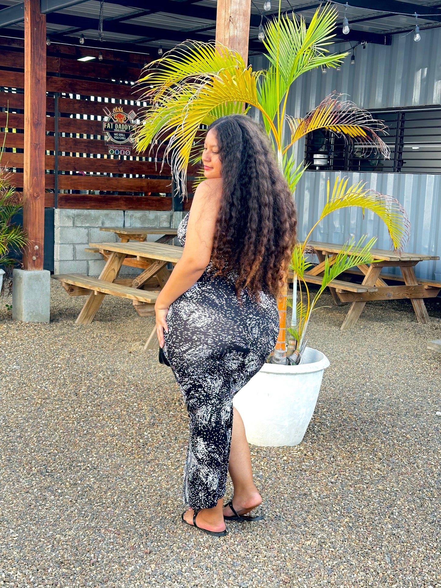SPLASH MAXI DRESS W SLIT
