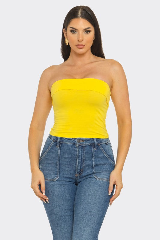 COTTON TUBE FOLD OVER CROP TOP