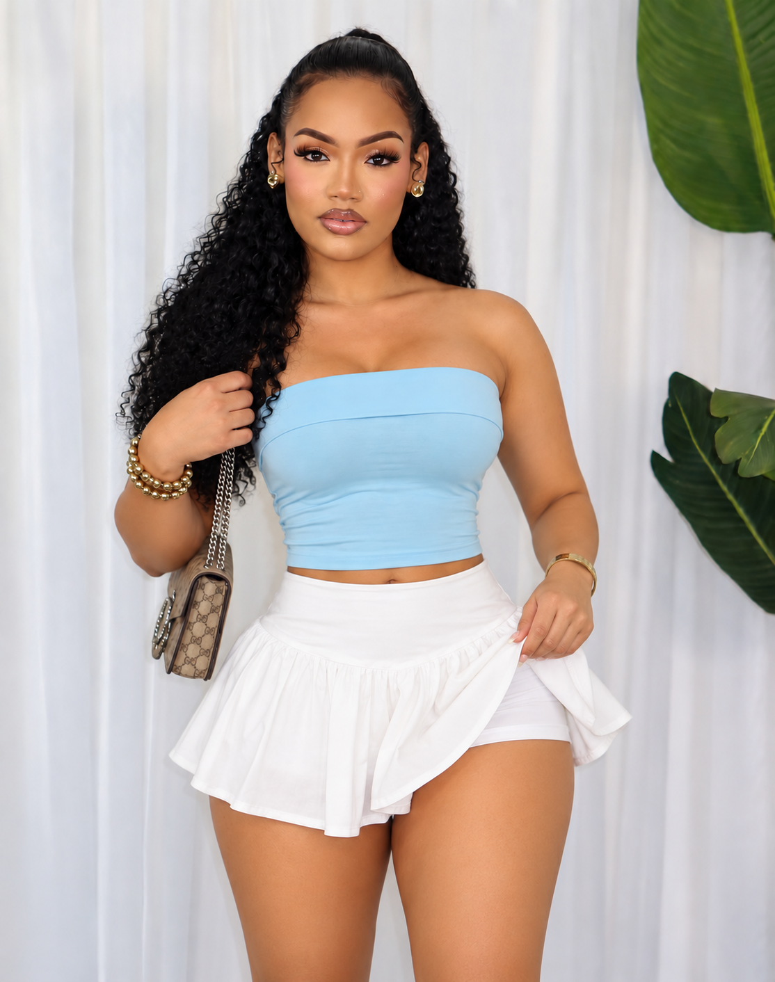 POPLIN PLEATED MINI SKIRT
