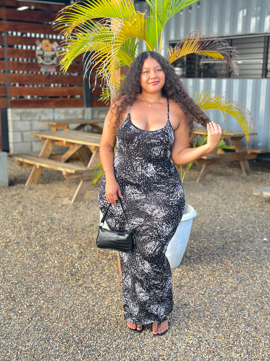 SPLASH MAXI DRESS W SLIT