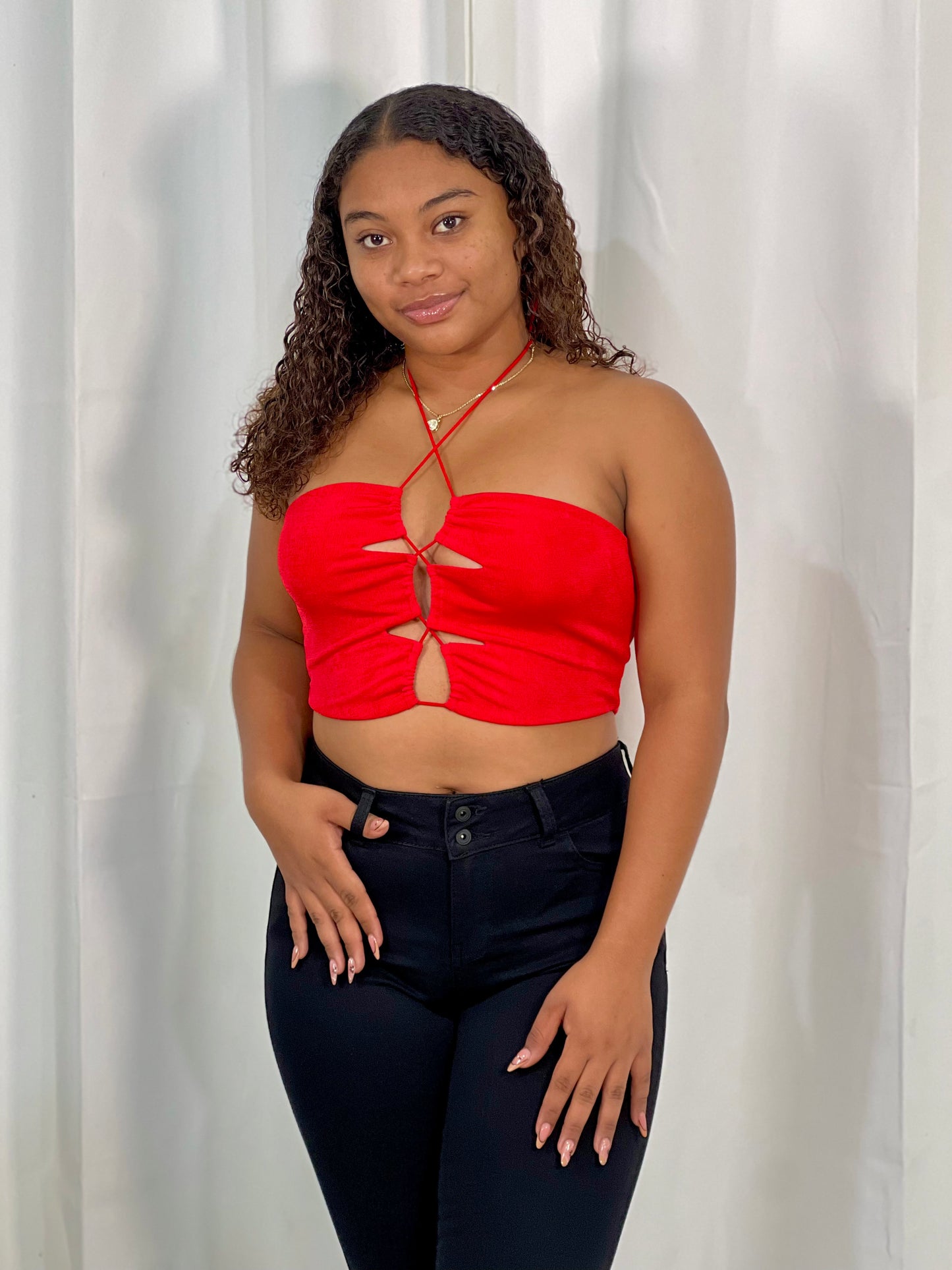 SPAGHETTI STRAP HALTER TUBE TOP