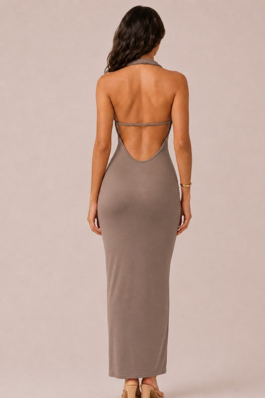 TWISTED KNOT RUCHED MAXI DRESS