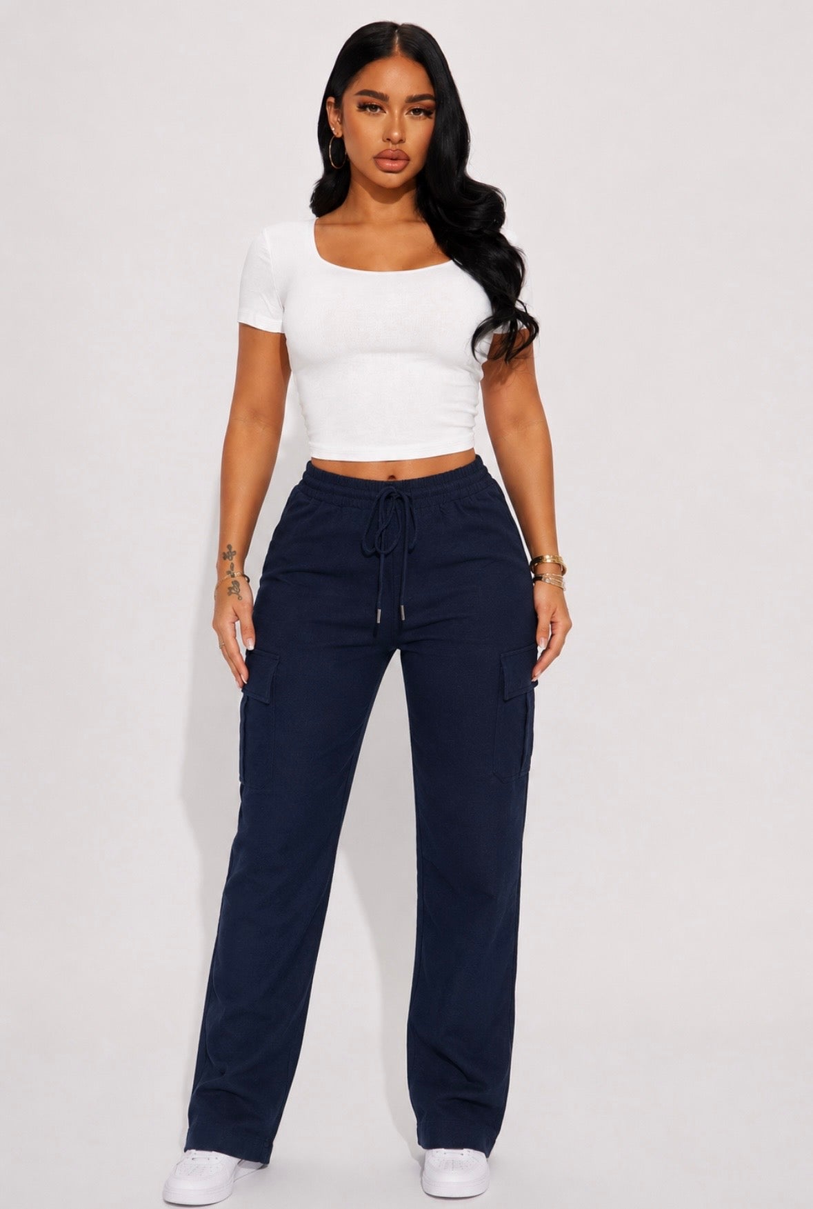 LINEN CARGO PANTS