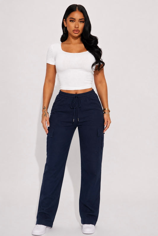 LINEN CARGO PANTS