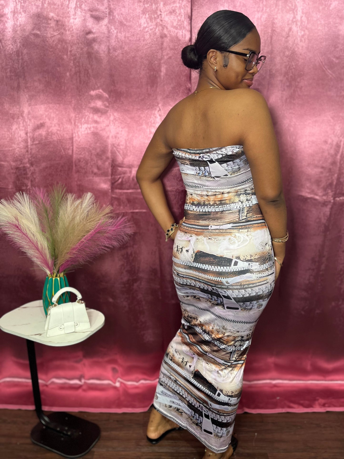 ABSTRACT PRINTED TUBE MAXI DRESS