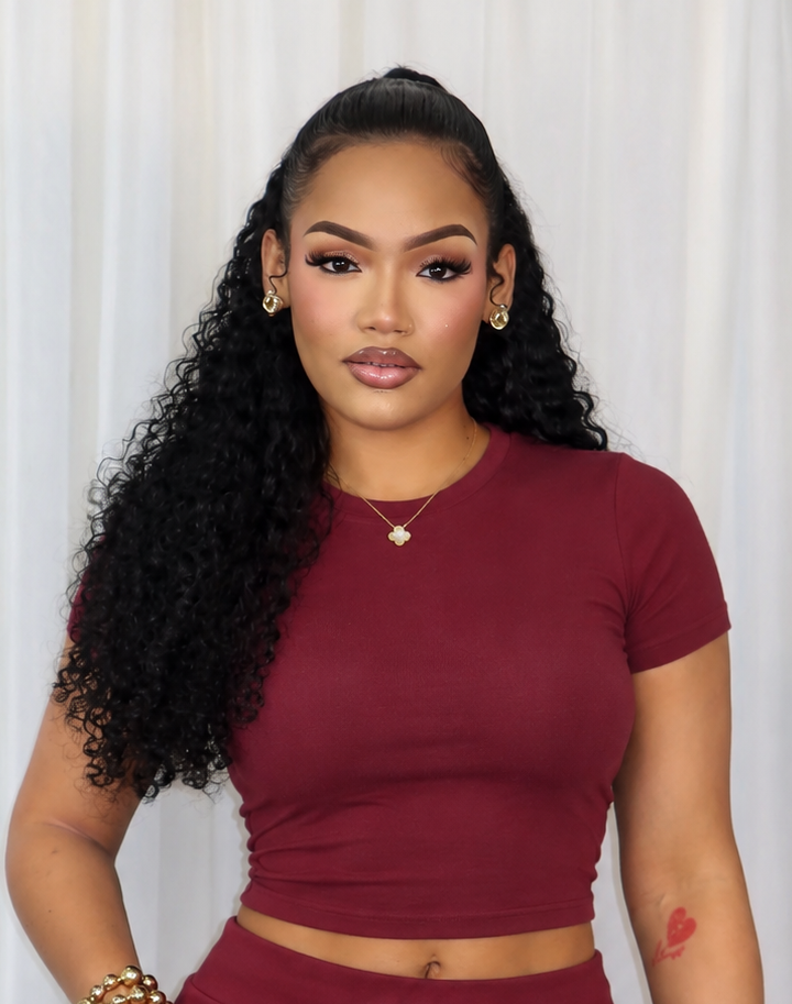 ROUND NECK SHORT SLEEVE CROP TOP