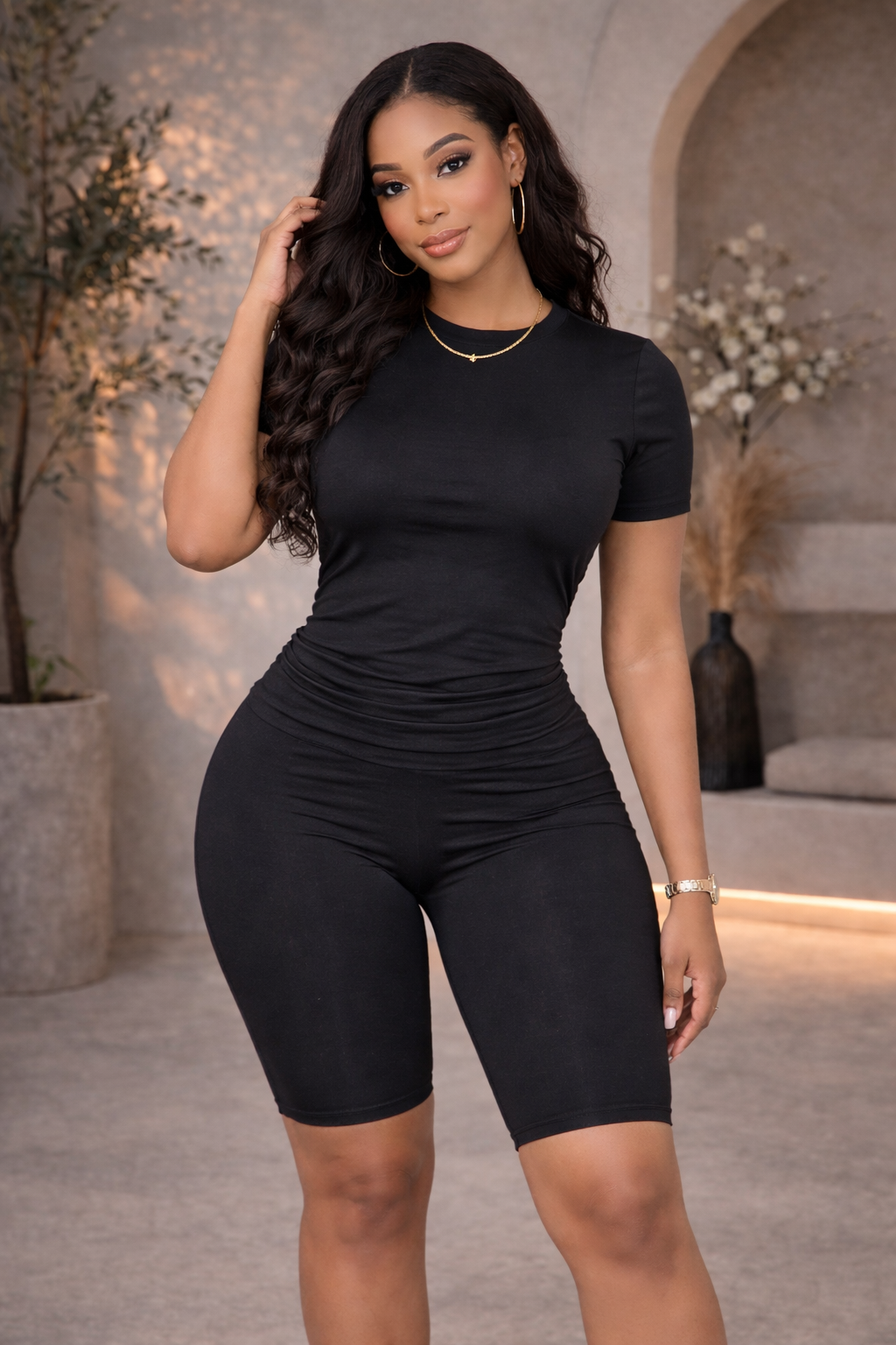 2-PC TEE / BIKER SHORTS SET