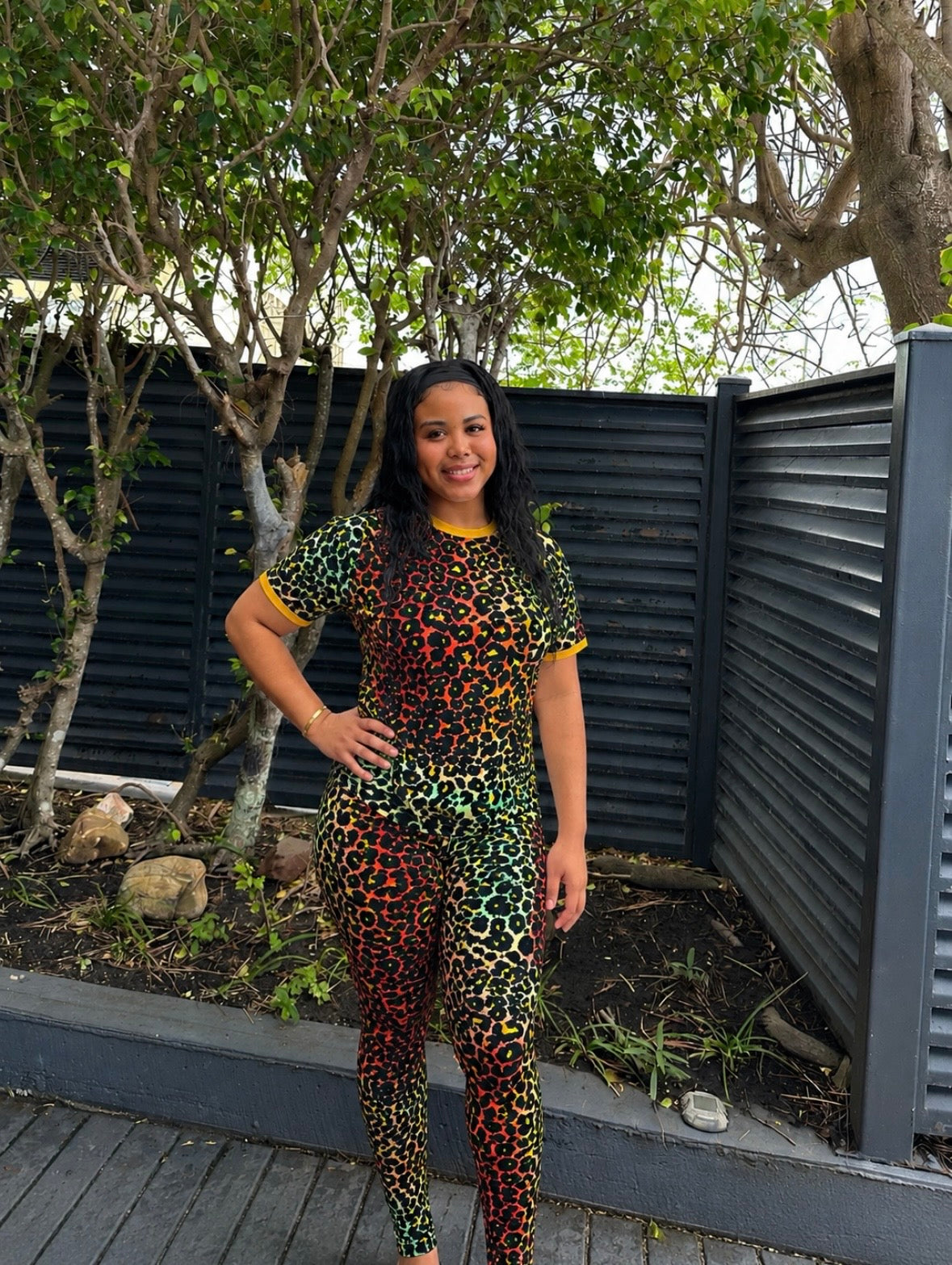 CHEETAH PRINT OMBRE 2-PC SHIRT / LEGGINGS SET