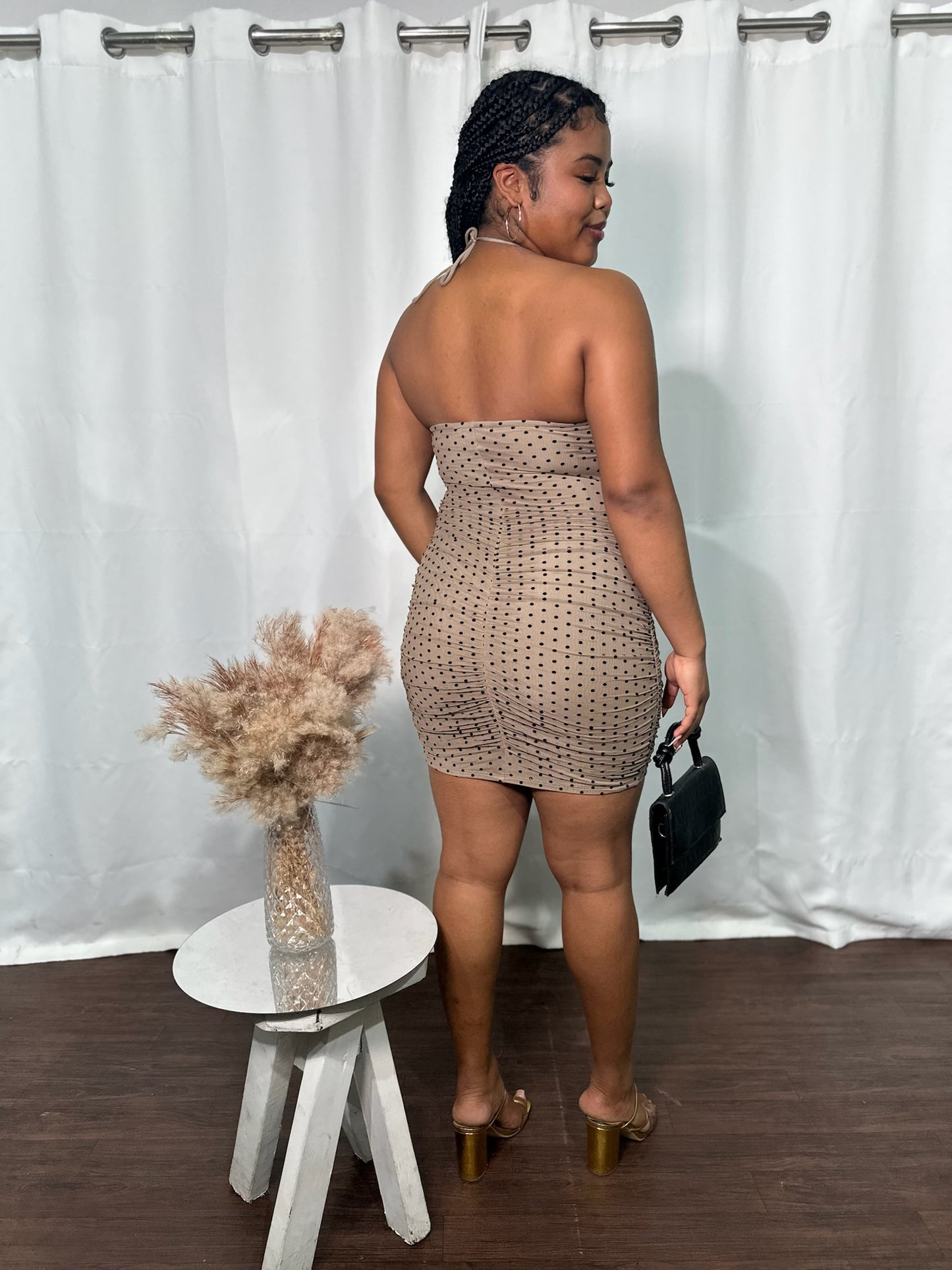 POLKA DOT PETAL MINI DRESS
