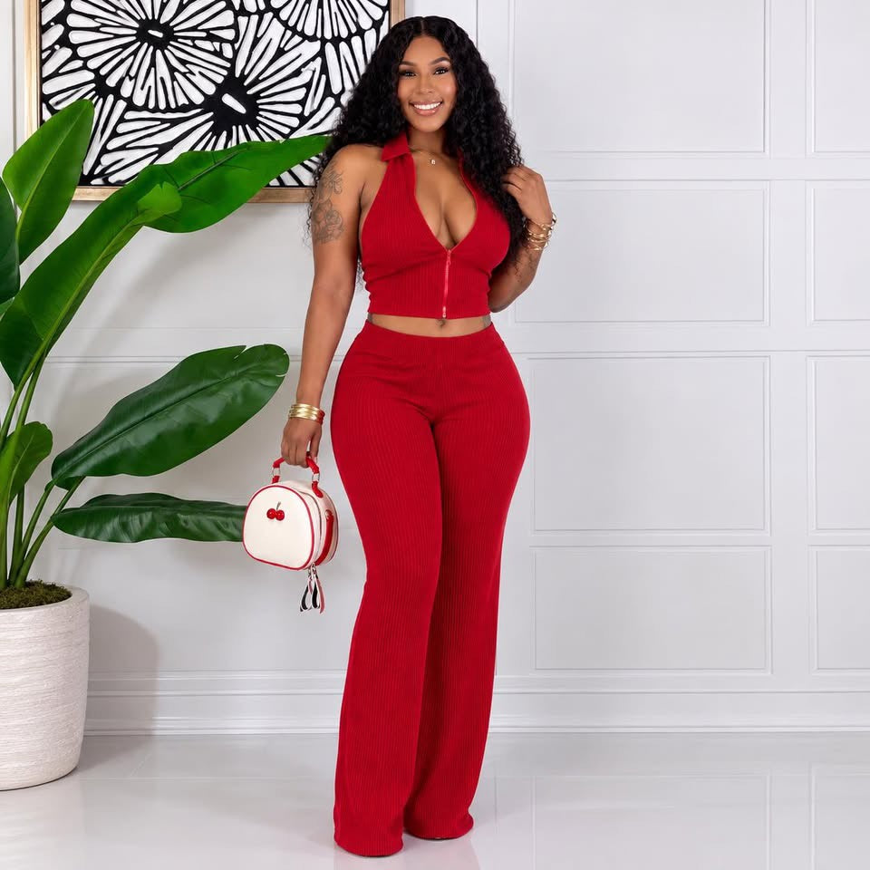 CRINKLED ZIP UP LOUNGE SET