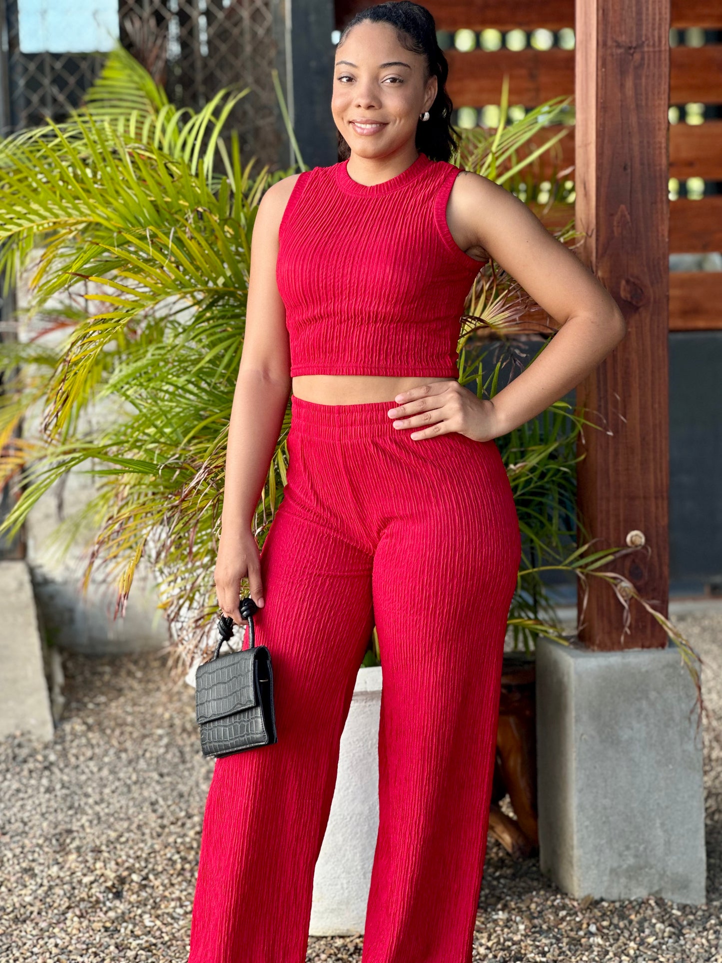 2 PC CRINKLE PANTS SET