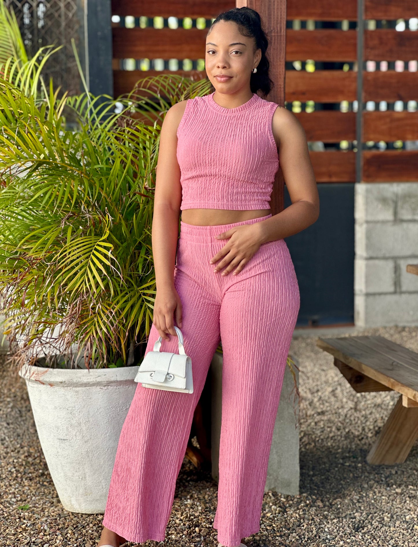 2 PC CRINKLE PANTS SET