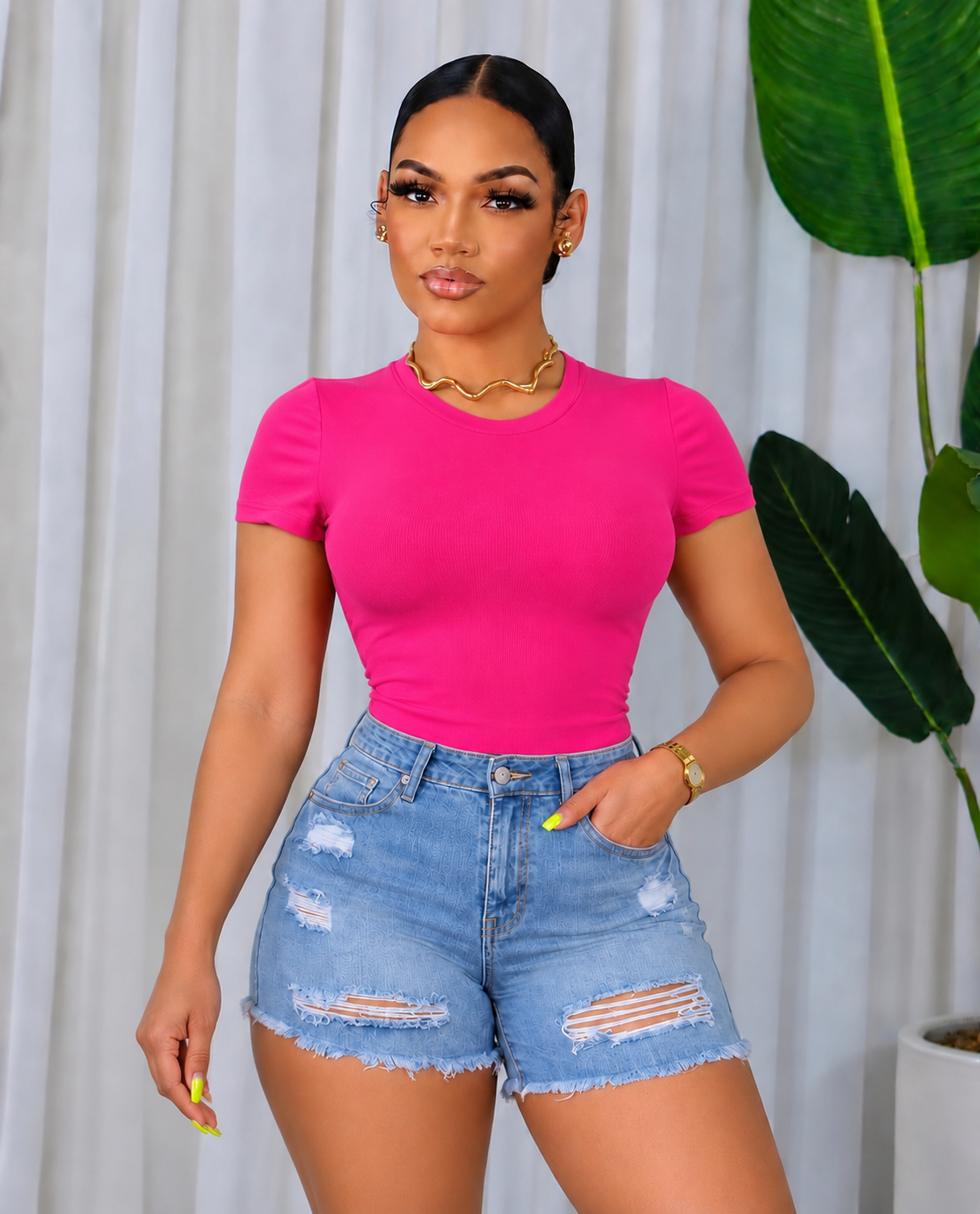 ROUND NECK SHORT SLV BODYBLOUSE
