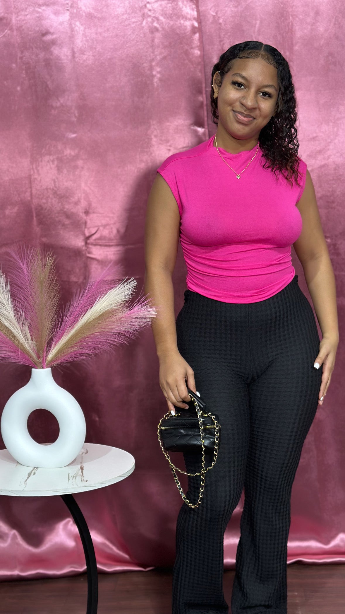 MOCK-NECK SOLID CROP TOP