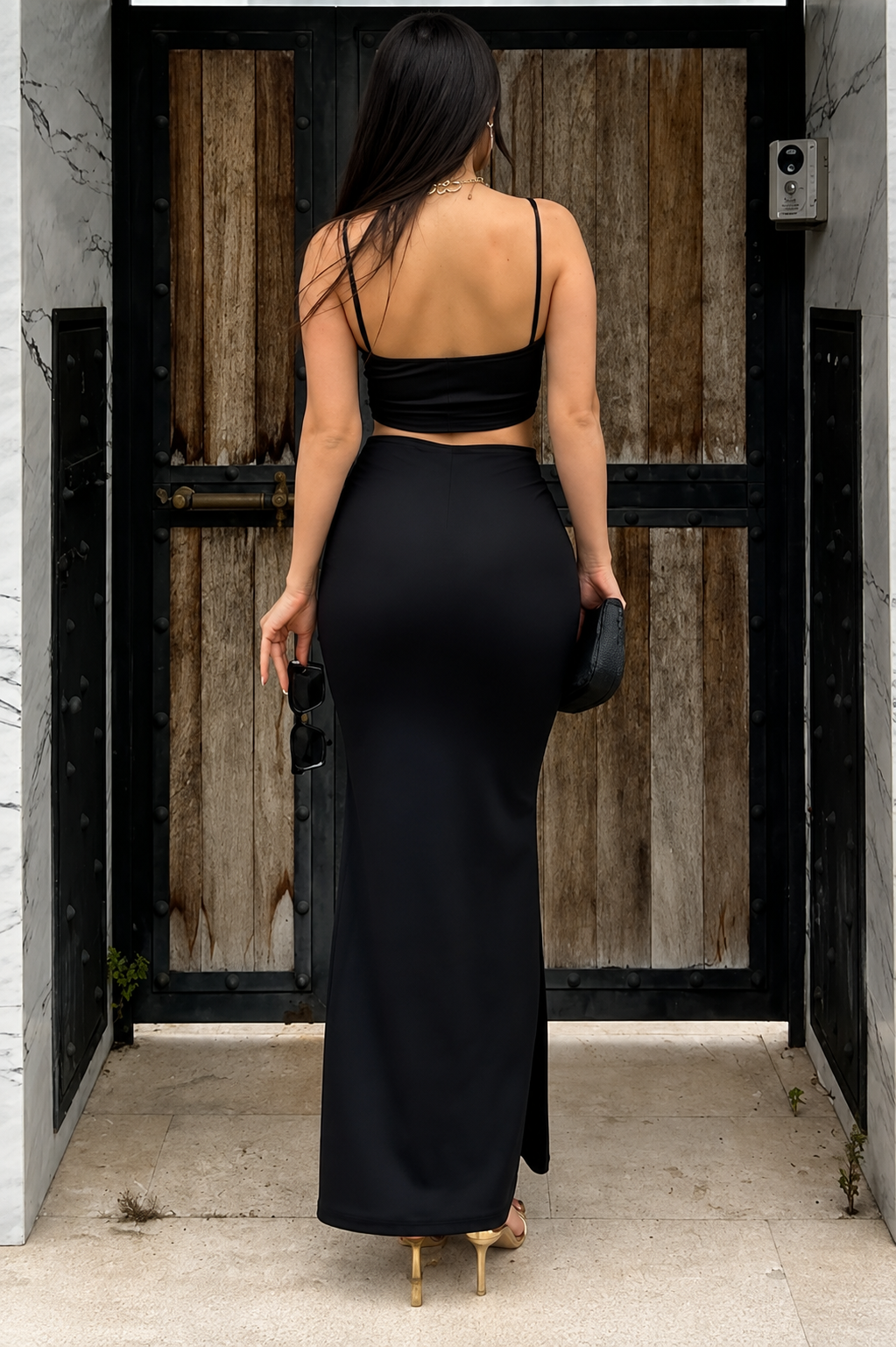 SPAGHETTI STRAP CROPTOP SKIRT SET