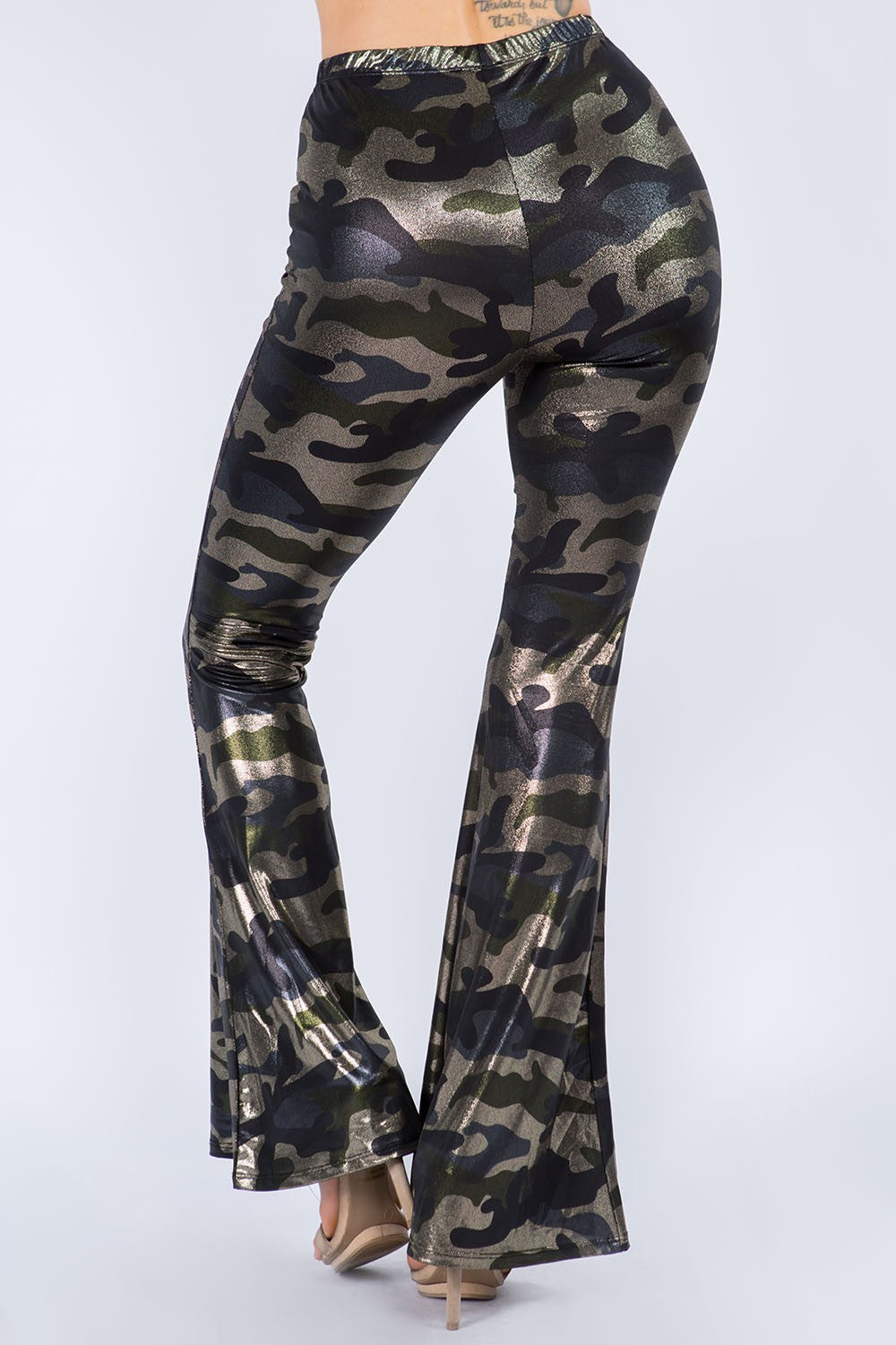 METALLIC CAMO PALAZZO PANTS