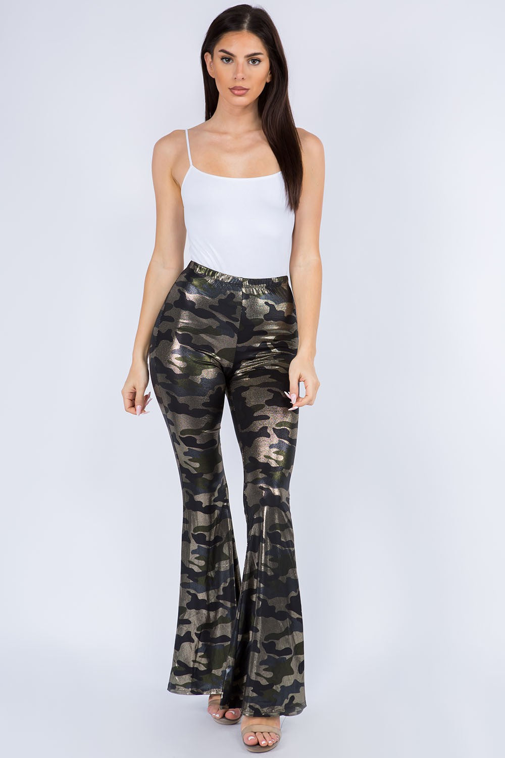 METALLIC CAMO PALAZZO PANTS