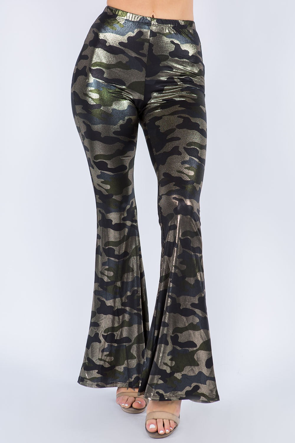 METALLIC CAMO PALAZZO PANTS